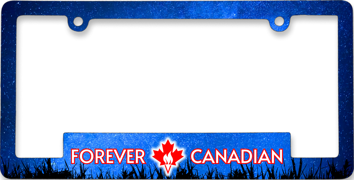 Dark Sky Preserve licence plate frame with the Milky Way and a starry night sky, by Forever Canadian