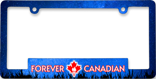 Dark Sky Preserve licence plate frame with the Milky Way and a starry night sky, by Forever Canadian